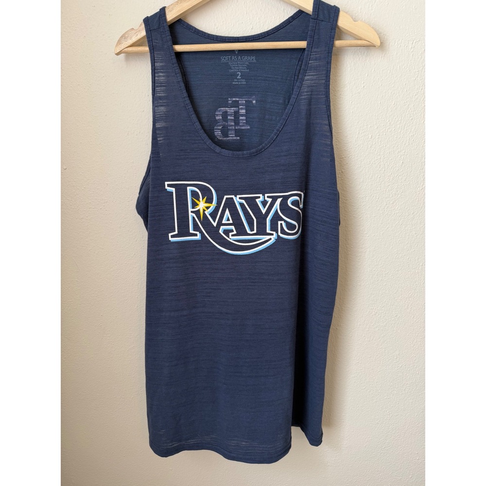 NWT Soft As A Grape Tampa Bay Rays MLB Blue Burnout Tank Top Size Plus Size 2X